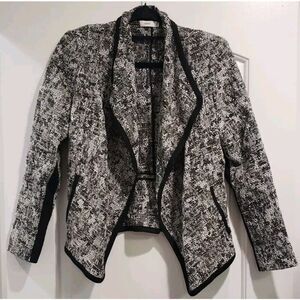 VINCE Drape Front Boucle Blazer Jacket Open Front Woven‎ Knit with Pocket Size 6